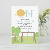 Partij in de Park Playground 1st Birthday Kaart (Staand voorkant)