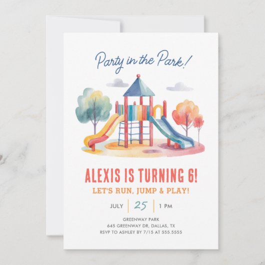 Partij in de speelplaats van het Park Kaart (Voorkant)