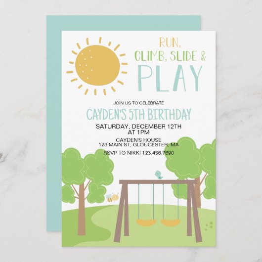 Partij in de speelplaats van het Park Kaart (Voorkant / Achterkant)