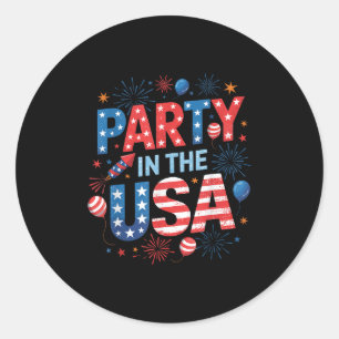 Partij in de Verenigde Staten 4 juli Amerikaanse O Ronde Sticker
