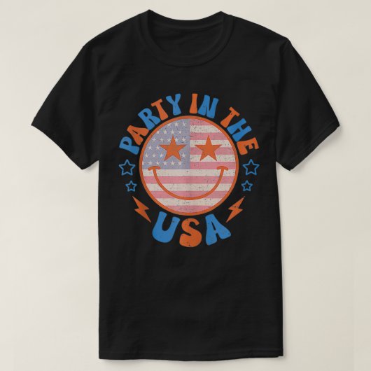 Partij in de Verenigde Staten: Happy Face Smile Am T-shirt (Design voorkant)