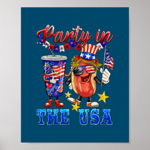 Partij in de Verenigde Staten op 4 juli Hotdog Lov Poster