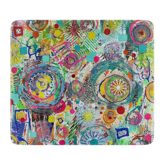 Partij in een Tekstvak 6 x 7 Deco Glazen Raad Snijplank (Voorkant)