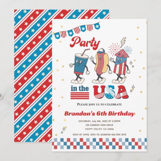 Partij in het Amerikaanse Kind Boy Birthday Americ Kaart (Voorkant / Achterkant)