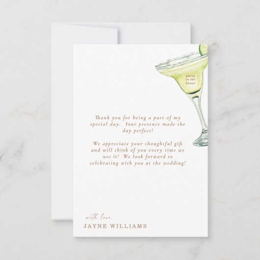 Partij in het Huis Margarita Bericht Ik dank U Bedankkaart (Voorkant)