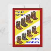 PARTIJ INVITE ~ BOOTS OP ~ Westerne-stijlINVITATIE Kaart (Voorkant)