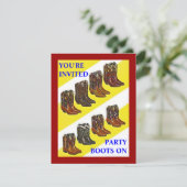 PARTIJ INVITE ~ BOOTS OP ~ Westerne-stijlINVITATIE Kaart (Staand voorkant)