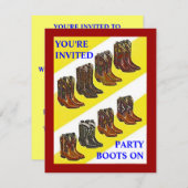 PARTIJ INVITE ~ BOOTS OP ~ Westerne-stijlINVITATIE Kaart (Voorkant / Achterkant)