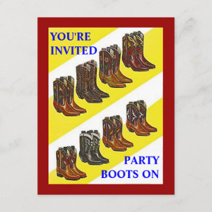 PARTIJ INVITE ~ BOOTS OP ~ Westerne-stijlINVITATIE Kaart