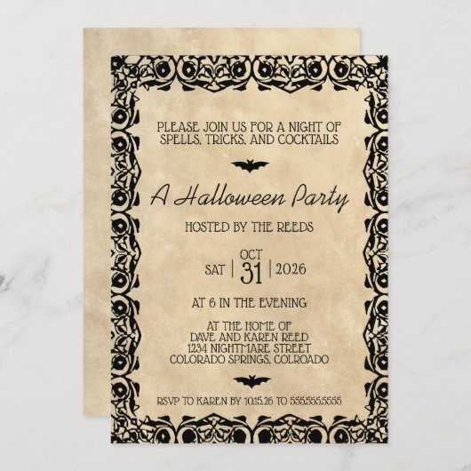  partij Ivory Halloween nodigt uit Kaart (Voorkant / Achterkant)