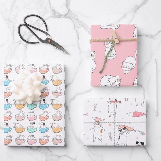 Partij katten Twee Verpakkingspapier Inpakpapier Vel (Voorkant)