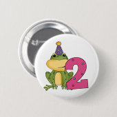 Partij Kikker 2e verjaardag T-shirts en cadeautjes Ronde Button 5,7 Cm (Voorkant /achterkant)