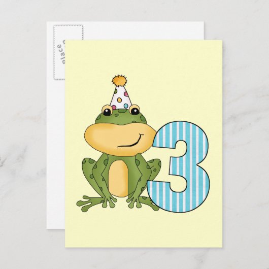 Partij Kikker 3e dag T-shirts en cadeautjes Uitnodiging Briefkaart (Voorkant / Achterkant)