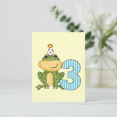 Partij Kikker 3e dag T-shirts en cadeautjes Uitnodiging Briefkaart (Staand voorkant)