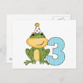 Partij Kikker 3e dag T-shirts en cadeautjes Uitnodiging Briefkaart (Voorkant / Achterkant)