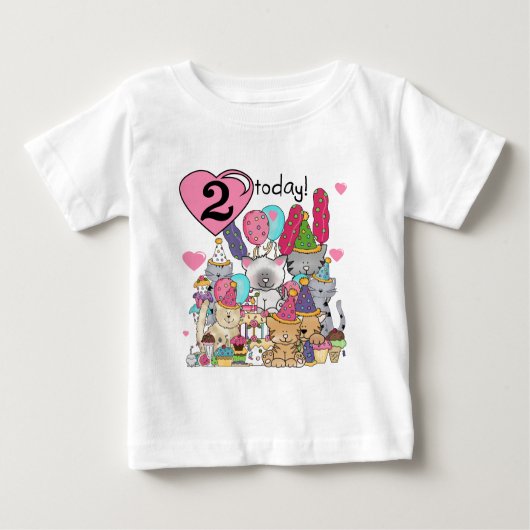 Partij Kittens 2e verjaardag T-shirts en cadeautje (Voorkant)