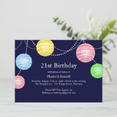 Partij Lantern 21st Birthday Invitation Kaart (Staand voorkant)
