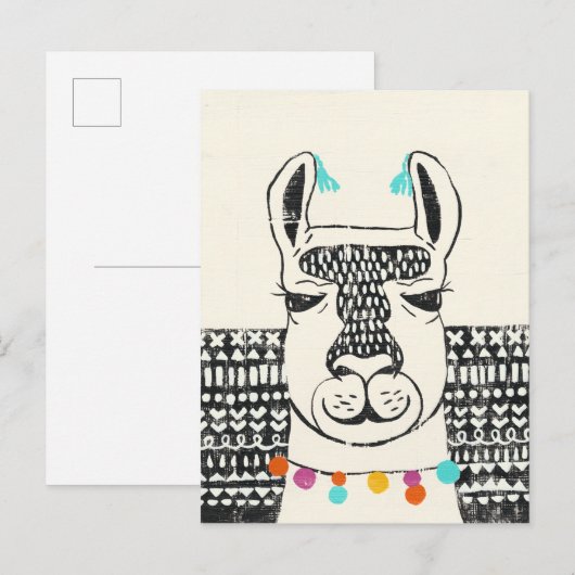 Partij Llama - Portrait Briefkaart (Voorkant / Achterkant)