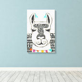 Partij Llama - Portrait Canvas Afdruk (Insitu (Houten vloer))