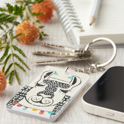 Partij Llama - Portrait Sleutelhanger (Voorkant Rechts)