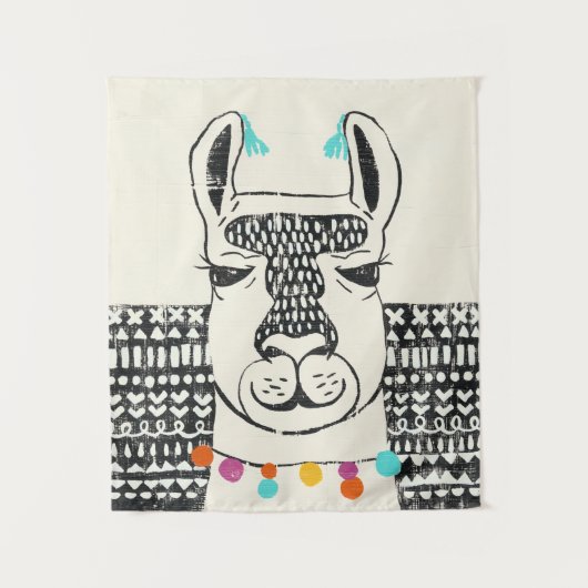Partij Llama - Portrait Wandkleed (Voorkant)