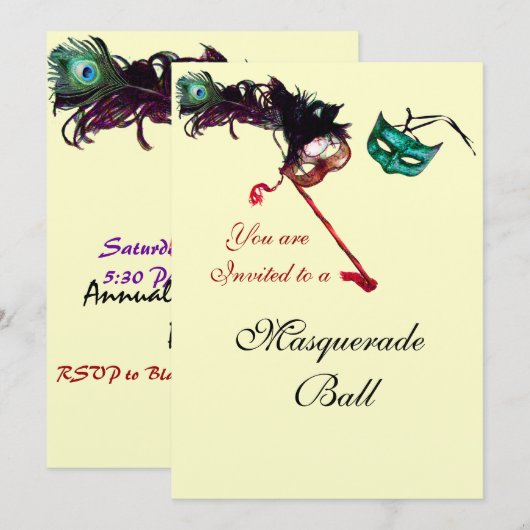 PARTIJ MASQUERADE KAART (Voorkant / Achterkant)