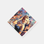  partij meisje illustratie servet (Hoek)