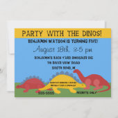 Partij met de Dinos-uitnodiging van 5 dagen per we Kaart (Achterkant)