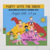 Partij met de Dinos-uitnodiging van 5 dagen per we Kaart (Voorkant / Achterkant)