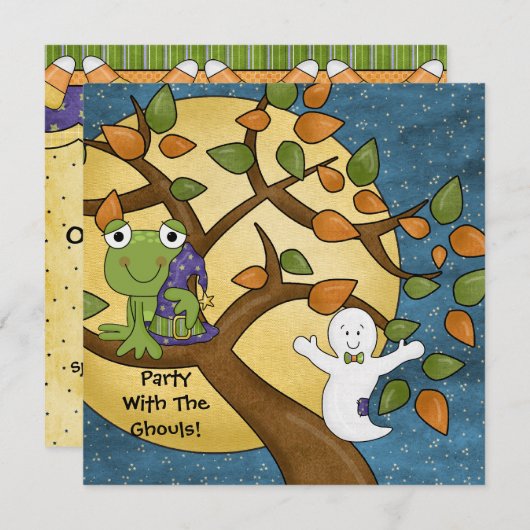 Partij met de uitnodiging van Ghouls Halloween (Voorkant / Achterkant)