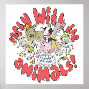 PARTIJ MET DIEREN POSTER