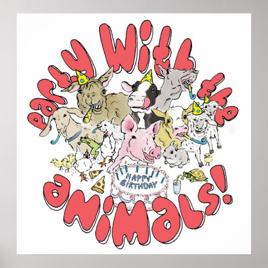 PARTIJ MET DIEREN POSTER (Voorkant)