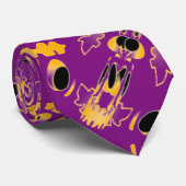 Partij met Halloween Pumpkins op Pinky Paars Stropdas (Opgerold)