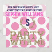 PARTIJ MET ME roze liefde geïnspireerd op Sweet 16 Kaart (Voorkant / Achterkant)