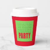 Partij neemt twee kleuren groen rood papieren bekers (Voorkant)