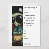 Partij nodigt Briefkaart Cute Alien Halloween Cart (Achterkant)