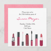 Partij nodigt Kaart Lipstick Maak Mascara Red Fun  (Voorkant / Achterkant)