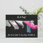 Partij nodigt uit: Kom op met ons: wasgoed Kaart (Staand voorkant)