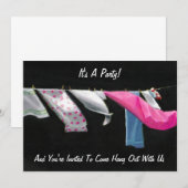 Partij nodigt uit: Kom op met ons: wasgoed Kaart (Voorkant / Achterkant)