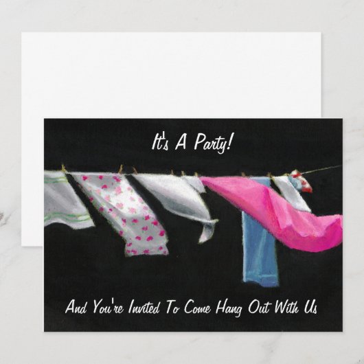 Partij nodigt uit: Kom op met ons: wasgoed Kaart (Voorkant / Achterkant)