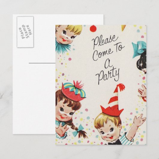  partij nodigt uit om naar een partij te komen uitnodiging briefkaart (Voorkant / Achterkant)