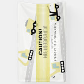 Partij onder Bouwvoertuigen Witte verjaardag Spandoek (Verticaal)