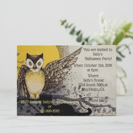   partij Owl Halloween Kaart (Staand voorkant)