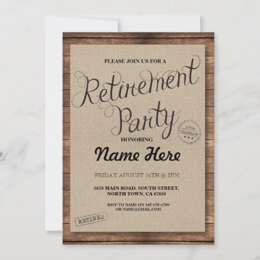 PARTIJ Paardenhout Rustic Retire Invite  Kaart (Voorkant)