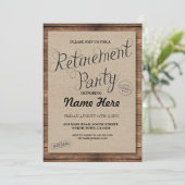 PARTIJ Paardenhout Rustic Retire Invite  Kaart (Staand voorkant)