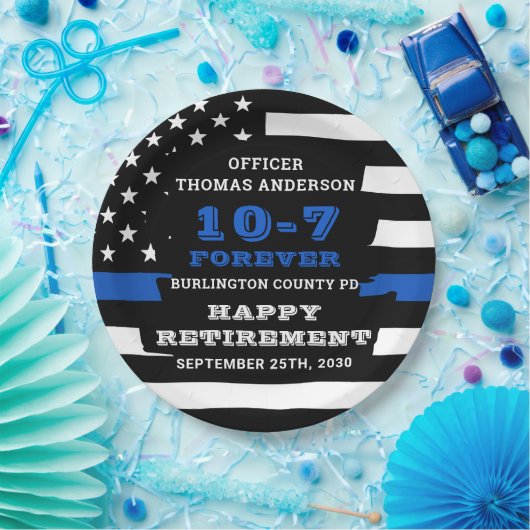 PARTIJ Pensionering politie personaliseert Thin Bl Papieren Bordje (Feest)