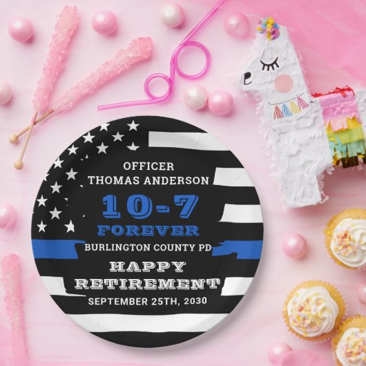 PARTIJ Pensionering politie personaliseert Thin Bl Papieren Bordje (Feest)