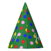 Partij Pet_green met kleurrijke stippen, bewerkbar Feesthoedjes (Achterkant)