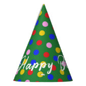 Partij Pet_green met kleurrijke stippen, bewerkbar Feesthoedjes (Links)