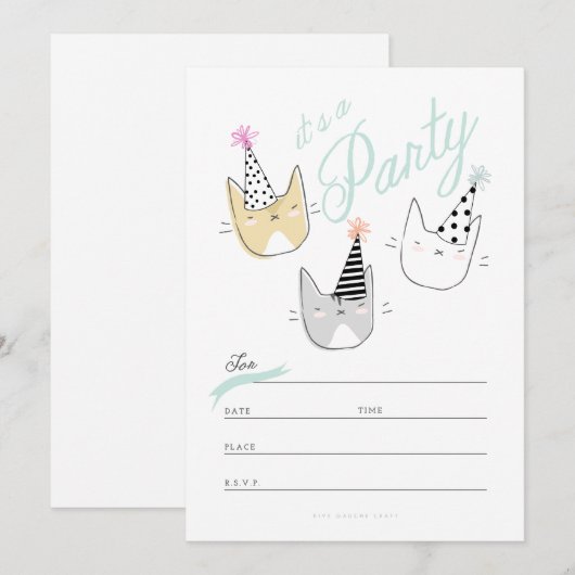 Partij Pet katten uitnodigen Kaart (Voorkant / Achterkant)